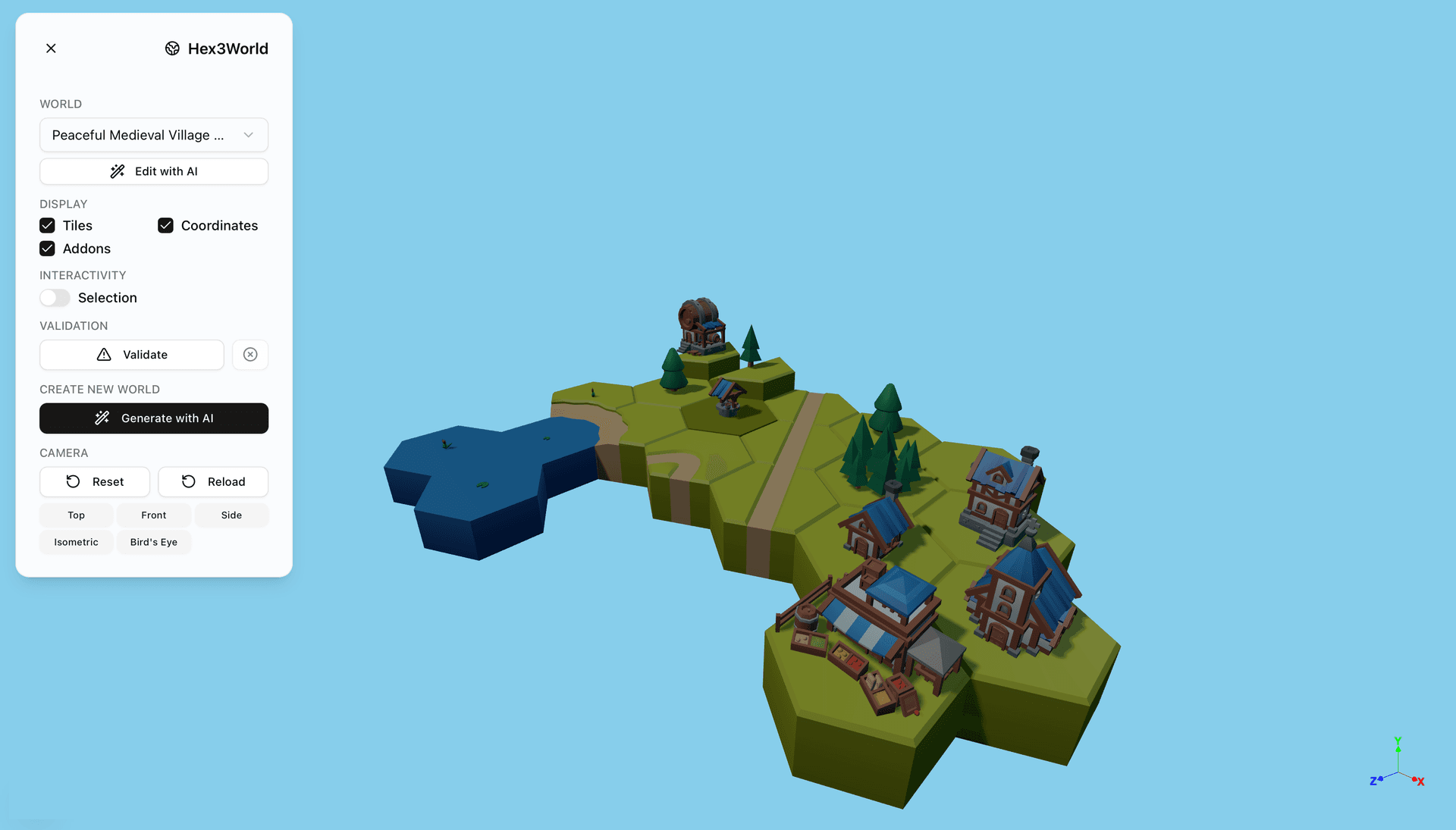 3D World Generation showcase - Medieval village created with AI